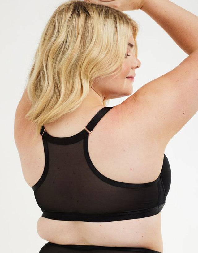 Oola Soft Mesh Front Fastening Moulded Plunge Bra Black