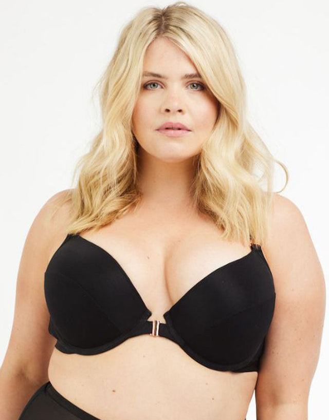 Oola Soft Mesh Front Fastening Moulded Plunge Bra Black