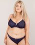 Oola Spot And Lace Plunge Bra Navy