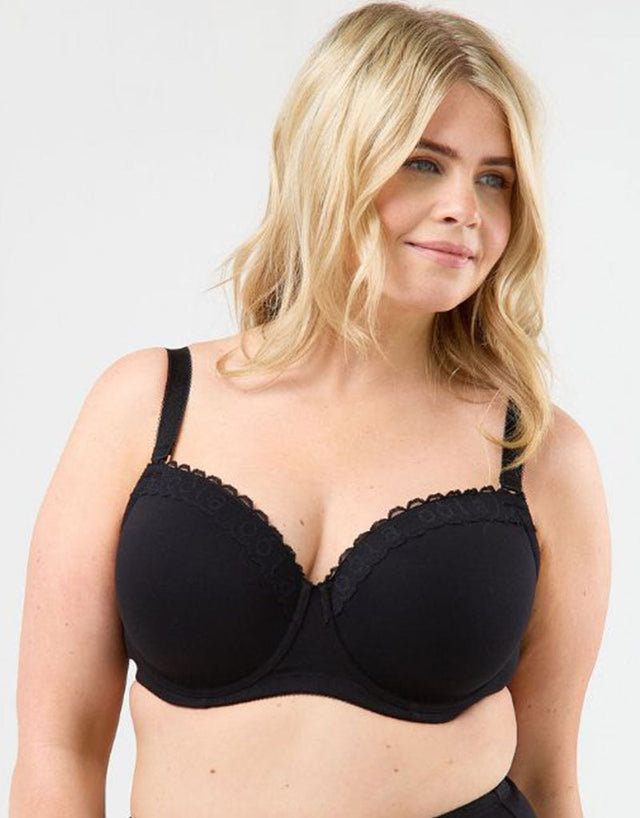 Oola Super Soft Cotton Moulded T-Shirt Bra Black