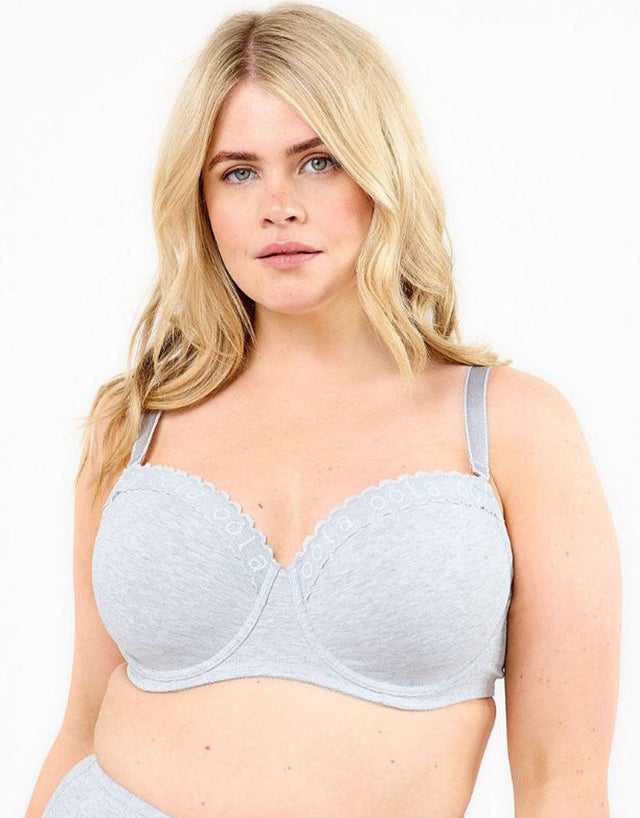 Oola Super Soft Cotton Moulded T-Shirt Bra Grey Marl