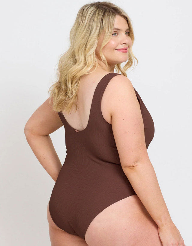 Oola Tummy Control Hidden Wire Swimsuit Chocolate Brown