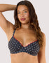 Peek & Beau Dottie Scallop Plunge Bikini Top Black/White Dot Print