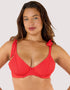 Peek & Beau Hattie Crinkle Plunge Bikini Top Red