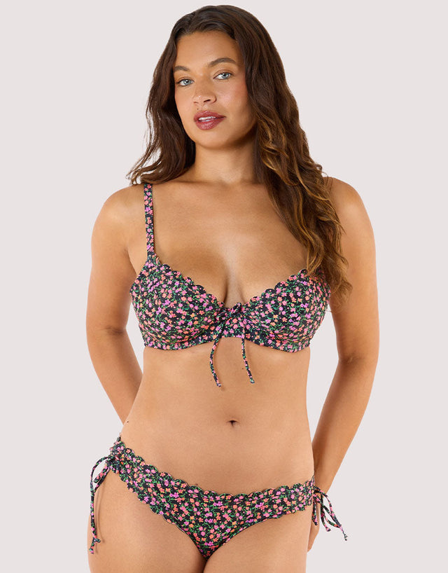 Peek & Beau Vera Scallop Adjustable Side Bikini Brief Ditsy Floral Print