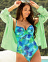 Pour Moi Aruba Twist Front Swimsuit Aqua Palm