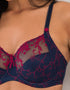 Pour Moi Imogen Rose Embroidered Full Cup Bra Navy/Raspberry