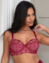 Pour Moi Sofia Lace Embroidered Side Support Bra Red