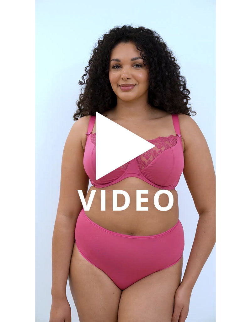 Get a 360 look at our Flirtelle Swirl balcony bra in Magenta Pink at Brastop