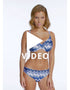 Get a 360 look at the Freya Arizona Wave plunge bikini top in Coastline Blue Print