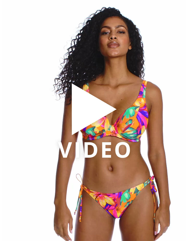 Get a 360 look at the Freya Sun Haze high apex bikini top in Mandarin Print