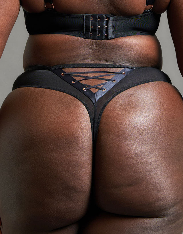 Scantilly Laced Up High Waist Thong Black