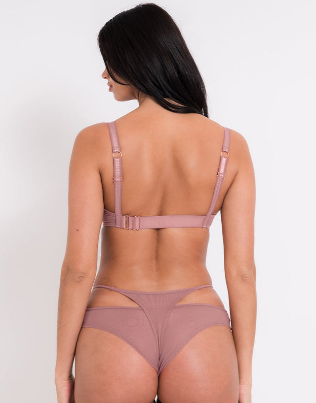 Scantilly Peep Show Deep Plunge Bra Dusty Rose