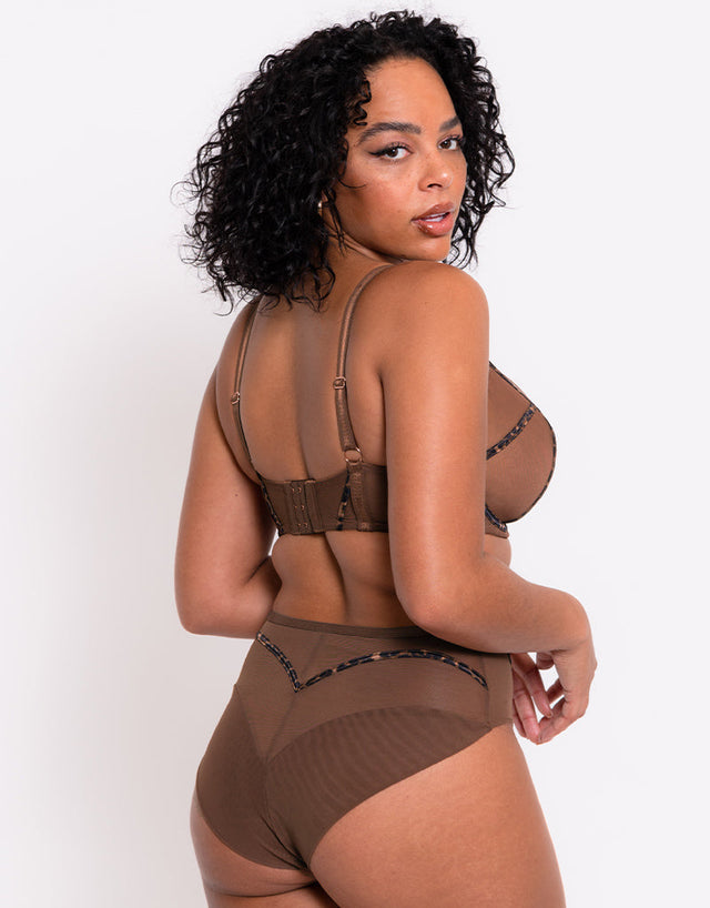Scantilly Senses Plunge Bra Leopard Brown