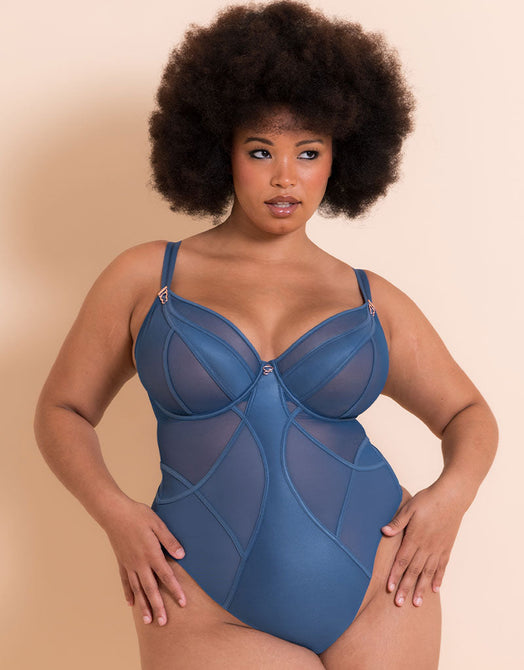 Scantilly Suspense Plunge Bodysuit French Blue