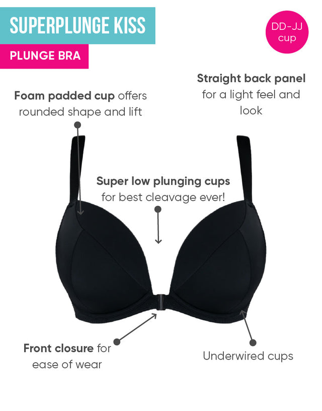 Features & Benefits of the Curvy Kate SuperPlunge Kiss Bra in Black