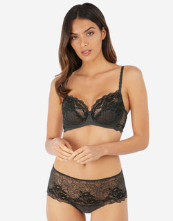Wacoal Lace Perfection Balconette Bra Charcoal Grey