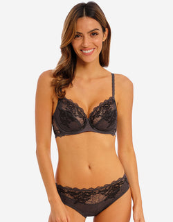 Wacoal Lace Perfection Balconette Bra Charcoal Grey