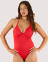 Wolf & Whistle Paloma Plunge Halter Swimsuit Red
