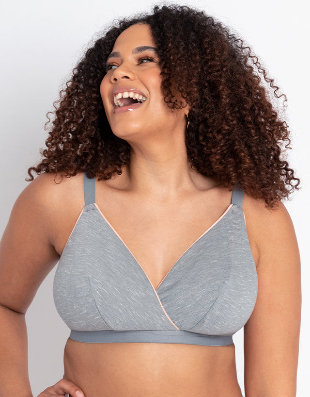 Curvy Kate In My Dreams Non-Wired Bralette Grey/Peach