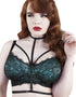 Playful Promises Irena Lace Harness Bra Satin Teal