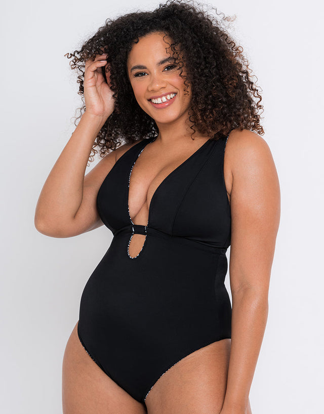 Curvy Kate Sundown Reversible Non-Wired Multiway Swimsuit Black Print