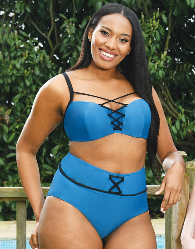 Curvy Kate Rock The Pool Padded Balcony Bikini Top Petrol Blue