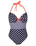 Pour Moi Sea Breeze Adjustable Halter Swimsuit Navy/Coral