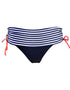 Pour Moi Sea Breeze Stripe Fold Over Bikini Brief Navy/Coral