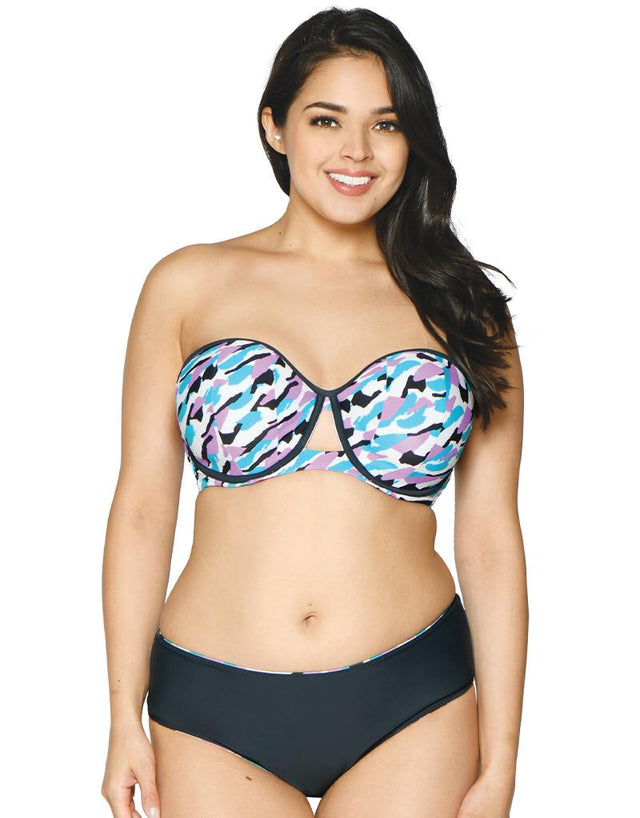 Curvy Kate Miami Heat Padded Bandeau Bikini Top Print Mix