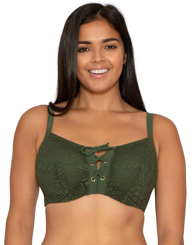 Curvy Kate Rush Padded Plunge Bikini Top Olive