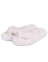 Totes Isotoner Ladies Fluffy Toe Post Slippers White