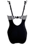 Pour Moi Capri Stripe Frill Balconette Swimsuit Black/White