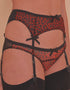 Playful Promises Josie Leopard Mesh Suspender Belt Black/Red