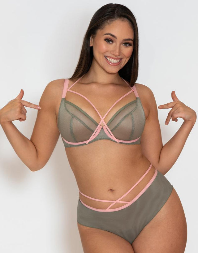 Curvy Kate Lifestyle X Plunge Bra Khaki/Pink