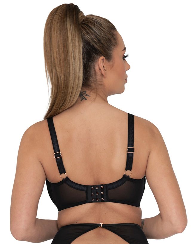 Scantilly Peek-A-Boo Lace Balcony Bra Black