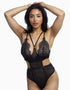 Wolf & Whistle Rebecca Eyelash Lace and Mesh Cut Out Body Black