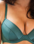 Pour Moi Satin Luxe Padded Plunge Bra Forest Green