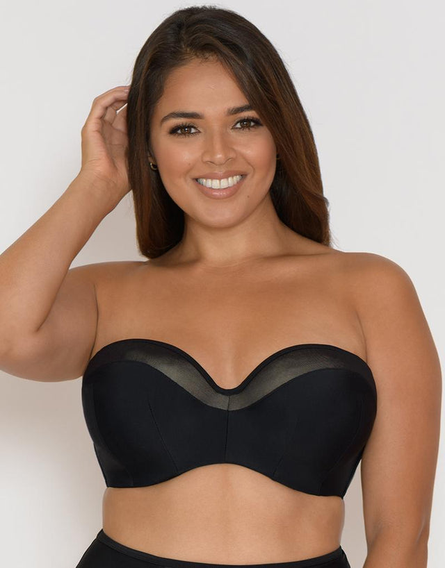 Curvy Kate Sheer Class Bandeau Bikini Top Black