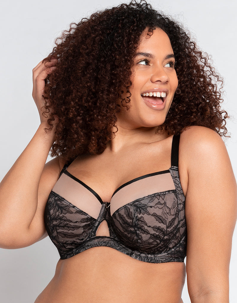 Curvy Kate Stand Out Scooped Plunge Bra - Black Sparkle
