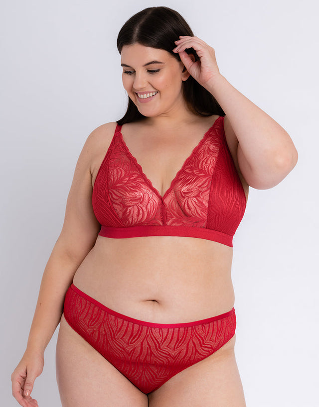 Curvy Kate Lace Daze Brazilian Brief Lipstick Red