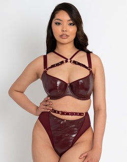 Scantilly Buckle Up Padded Half Cup Bra Oxblood