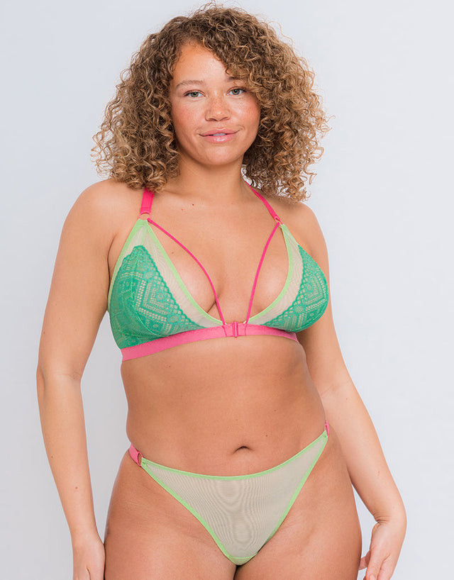Curvy Kate Front and Centre Non-Wired Bralette Mint/Pink