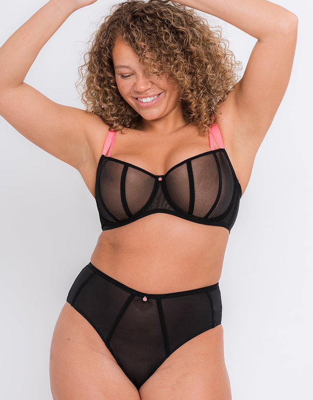Curvy Kate Elementary High Waist Brazilian Black/Pink