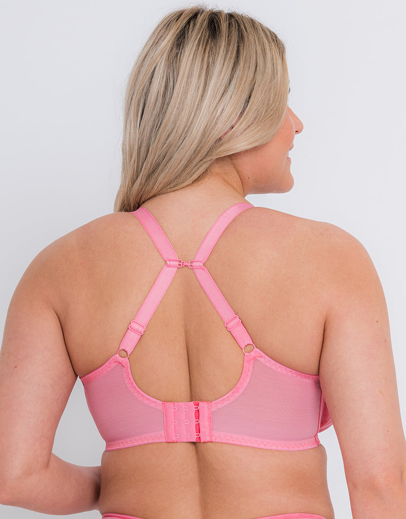 ELOMI RITA BRA Passion Pink Size 36E Full Cup Side Support Racer