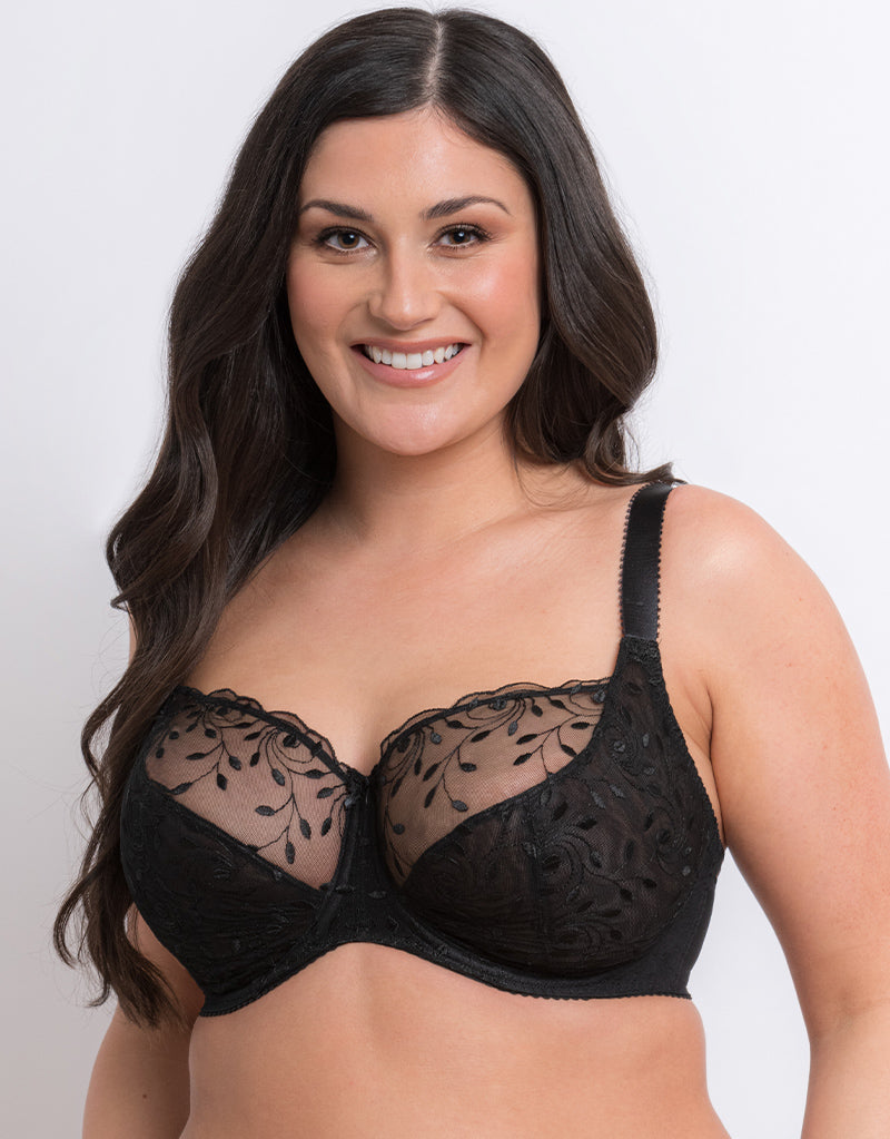 Buy DD-GG Black Recycled Lace Comfort Full Cup Bra 40DD