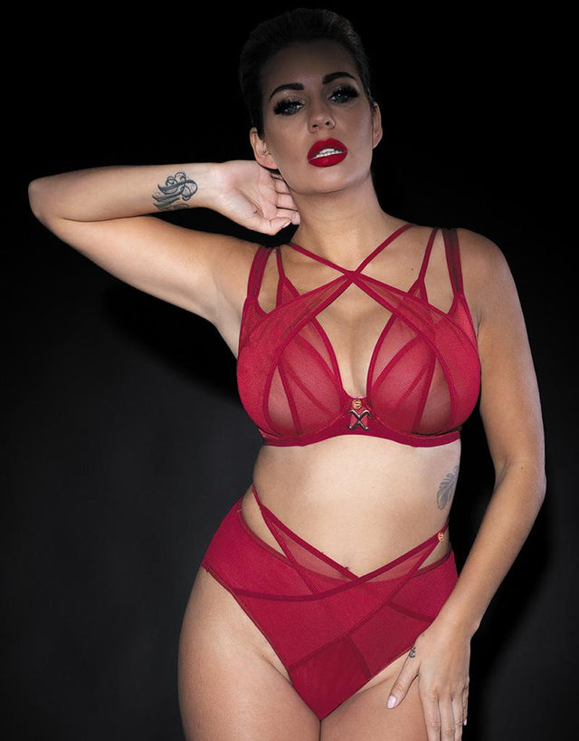 Scantilly Black Magic Plunge Bra Red