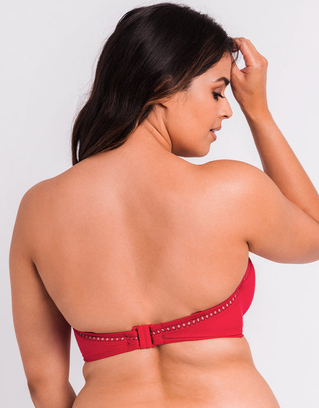 Curvy Kate First Class Bandeau Strapless Multiway Bikini Top Red