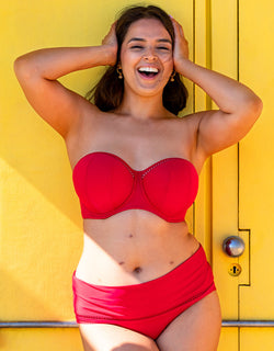 Curvy Kate First Class Bandeau Strapless Multiway Bikini Top Red