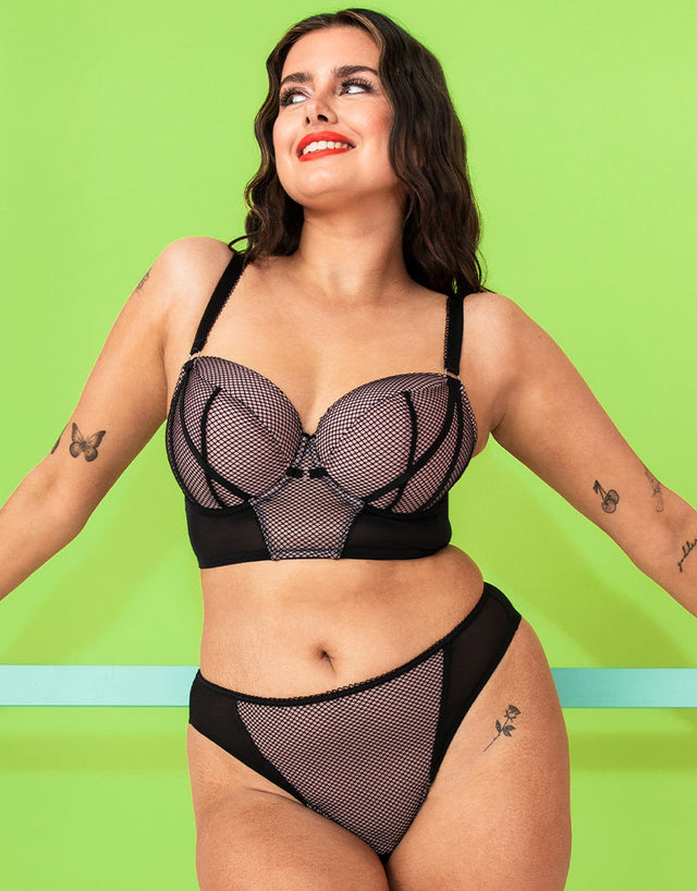 Curvy Kate Gin Fizz Longline Balcony Bra Black/Blush